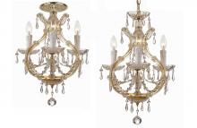 Crystorama 4473-GD-CL-MWP_FLUSH - Four Light Gold Hand Polished Glass Up Mini Chandelier